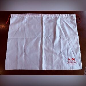 NWOT Coach Silky White Dust Bag with Red Logo and Drawstrings